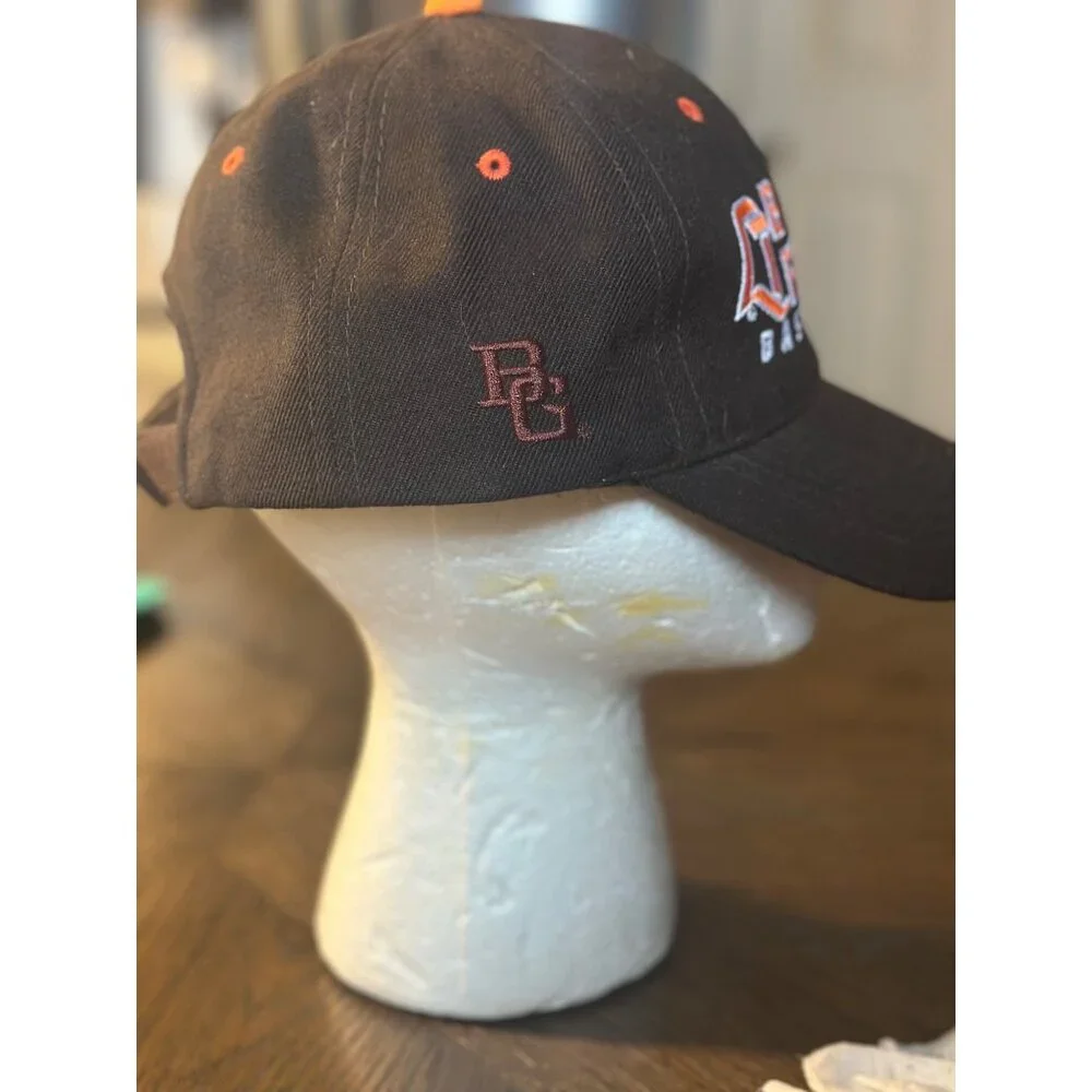 BGSU Falcons Basketball Hat Adjustable Black Orange Embroidered Logo M/L Cotton‎